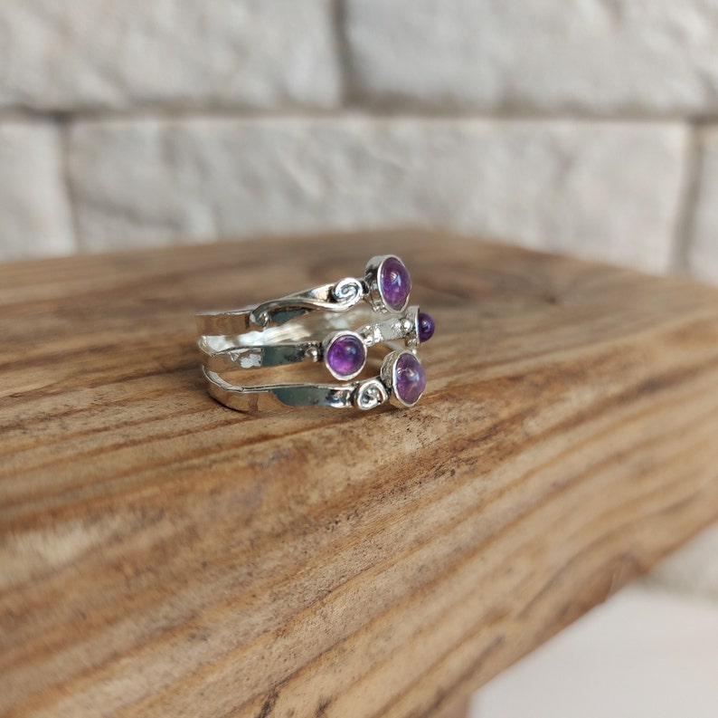 Amethyst Ring Purple Silver Ring Stacking Ring Gemstone - Etsy