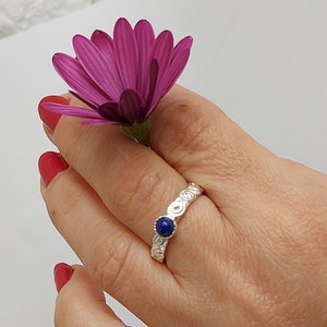 Lapis Lazuli Sterling Silver Ring: Handmade Stacking Band