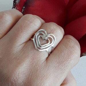 Sterling Silver Heart Ring, Open Heart, Dainty heart ring, Popular jewelry, love ring, lovers ring