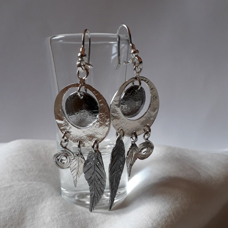 Gypsy earrings Black and white earrings Indian earrings Silver drop earrings Ethnic earrings Chunky earrings