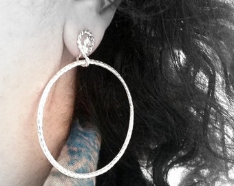 Large Silver Earrings, Dangle Earrings, Large Hoop Earrings, Silver Hoops, Unique Jewelry, Everyday Jewelry, Gift earrings, Hoop Jewelry