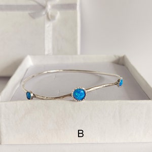 Layered Bracelet for women, Birthstone bracelet, Silver Bangles, Stacking Bracelets, Personalized Gifts, Boho Bangle, Birthstone Jewelry image 3