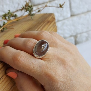 Oval Green Tourmaline Statement Ring, 925 Sterling Silver