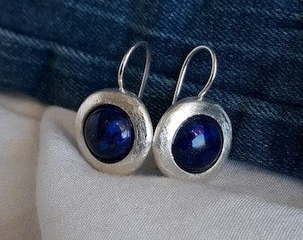 Sterling Silver Lapis Lazuli Earrings: Sparkle Blue Jewelry