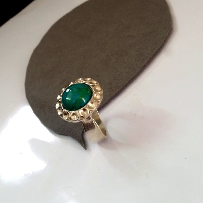 Large turquoise ring Flower Gemstone ring Anniversary gift Turquoise ring Birthday gift Blue statement ring Silver flower ring