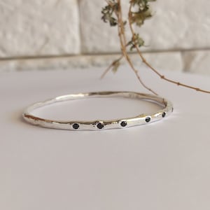 Handmade Sterling Silver Black Onyx Bangle Bracelet
