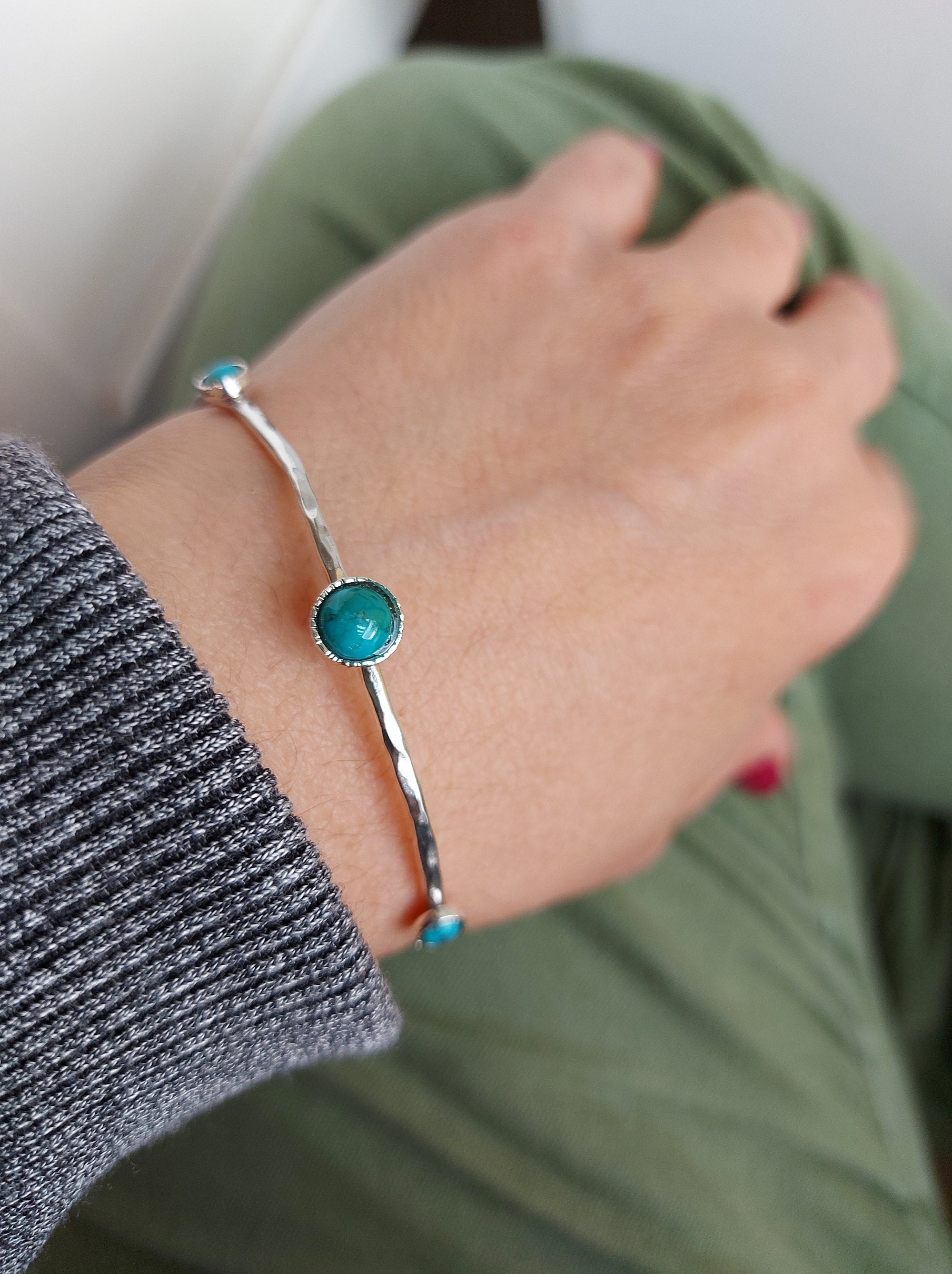 Turquoise bracelet silver cuff, Silver bangle bracelets for women