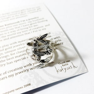Leaves ring, Silver statement ring, Sterling silver, Women&#39;s Jewelry, Branch jewelry, Nature inspired jewelry, Silver leaf ring, Twig ring