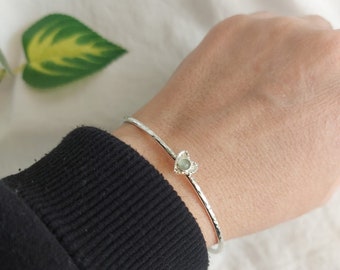 Birthstone Bangle, Bangle Bracelet for Women, Silver Heart Bracelet, Stacking Bangle, Love gift, Lovely Gift, Daughter Gift, Birthday Gift