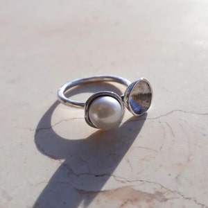 Handmade Sterling Silver Pearl Ring: June Birthstone Promise Ring