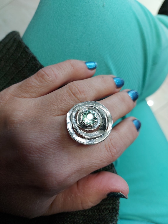 Bague en argent unique grande bague decorative bague aigue marine bague design bague inspiree bijoux uniques bijoux en pierres precieuses cadeau femme cadeau maman Etsy France