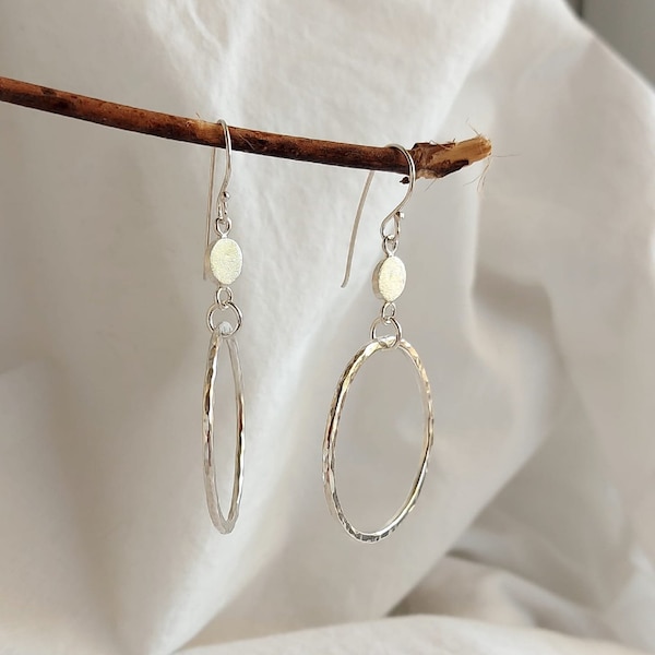 Sterling Silver Hoop Earrings: Dangle Drop, Birthstone Jewelry