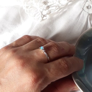 Dainty Opal Sterling Silver Ring: Minimalist Gemstone Jewelry
