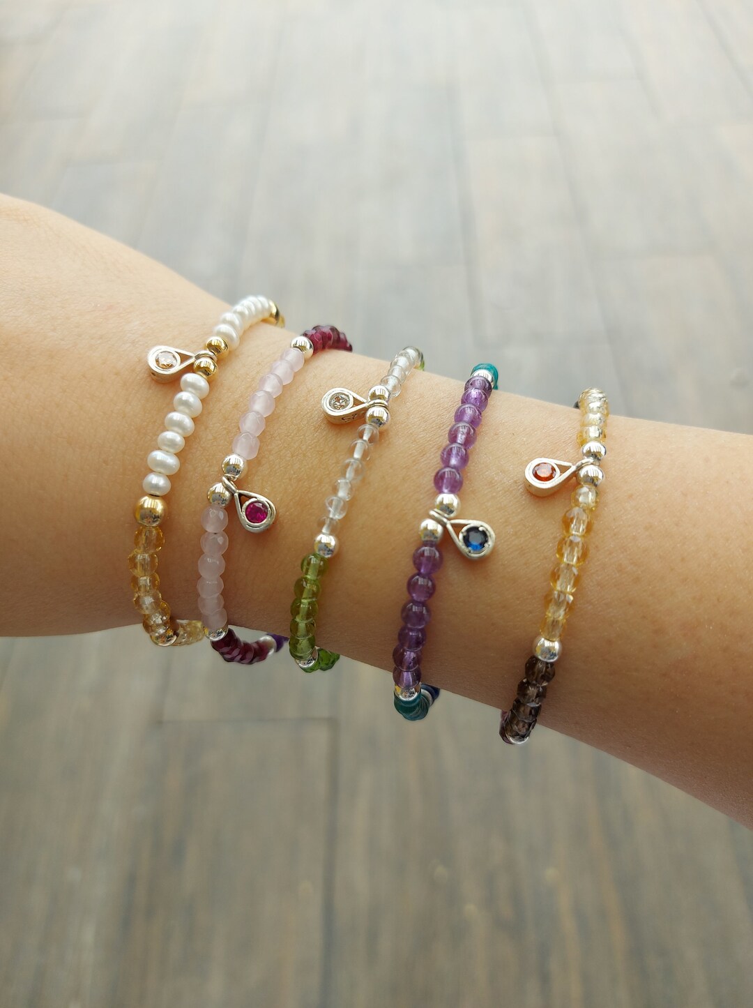 Beaded Bracelet With Charms, Cute Bracelet With Birthstones, Perfect