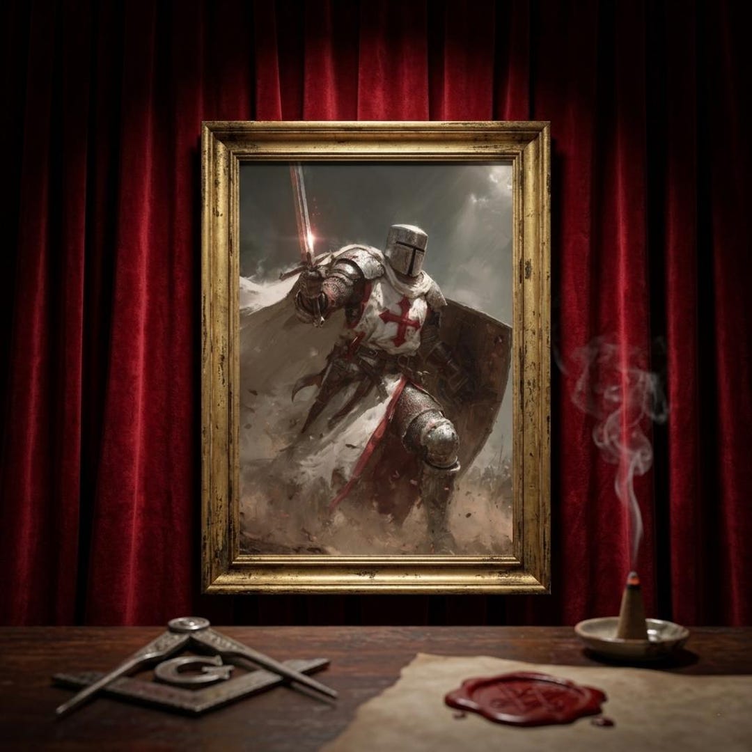 Knights Templar Charging Battle Print, Medieval Crusader Wall Art ...