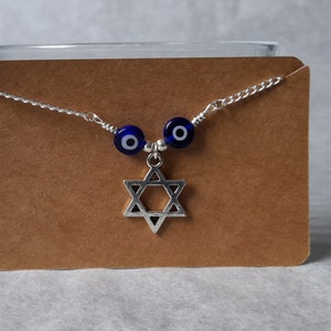 Star of David Necklace Gold Charm Crystal Metal Choker Beaded 