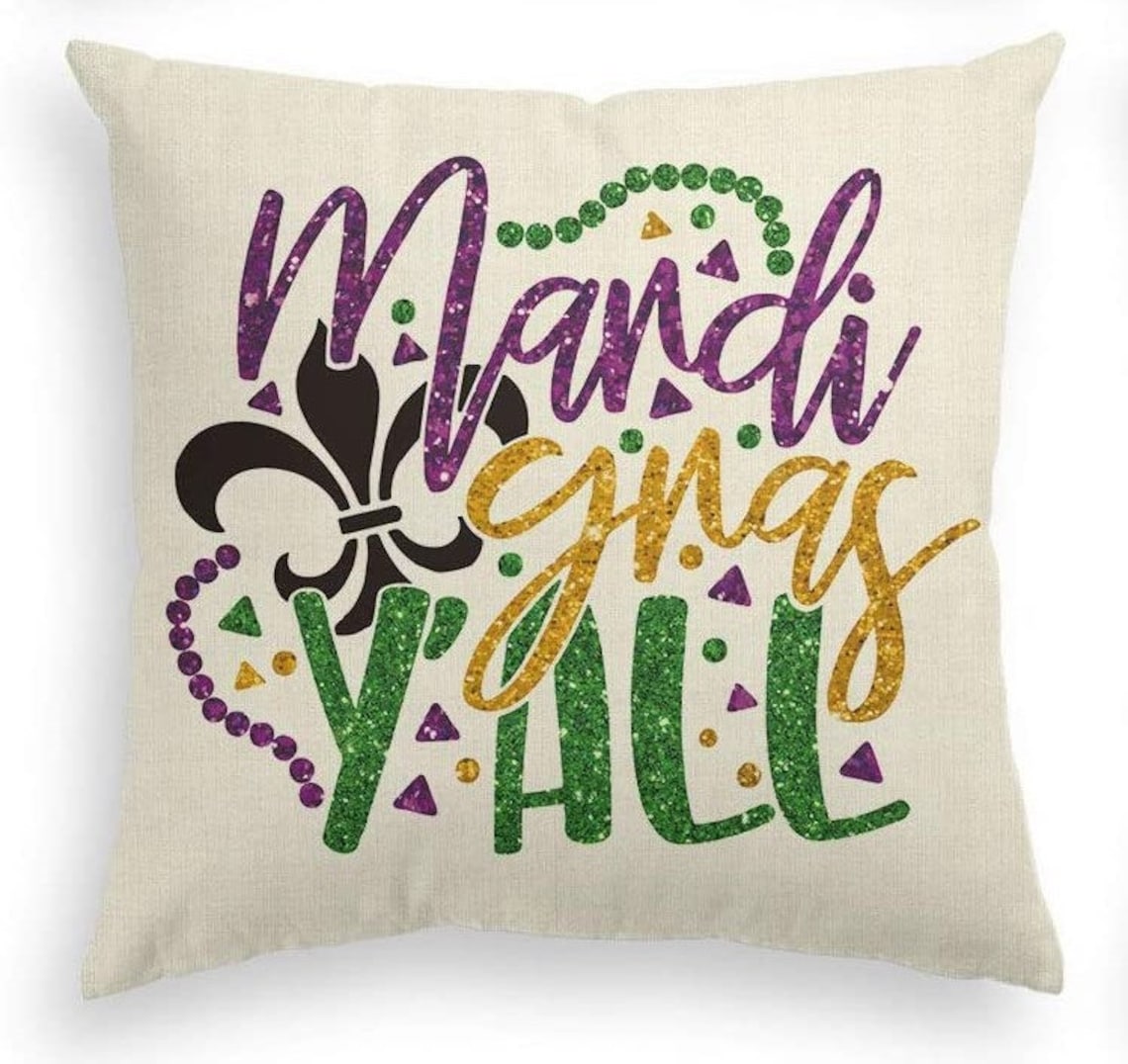 Mardi Gras Pillow Cover Happy Mardi Gras Ya'll for Home Etsy