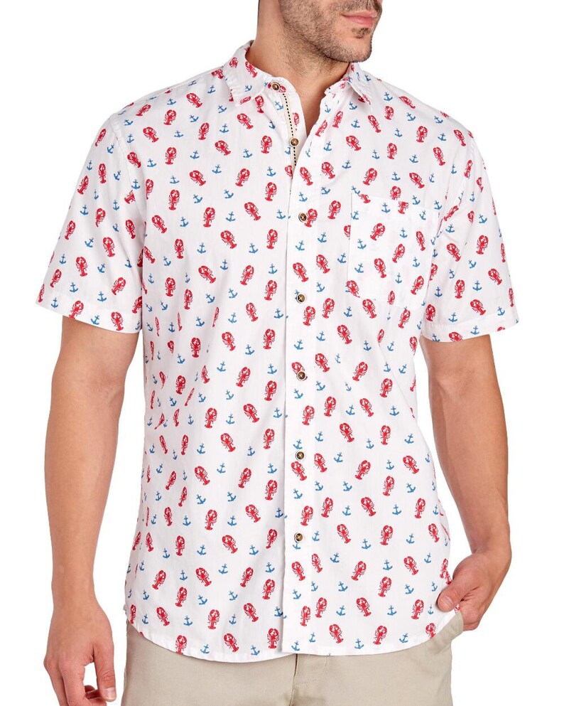CRAWFISH Lobster Print Button Front Shirt seafood creole boil Etsy