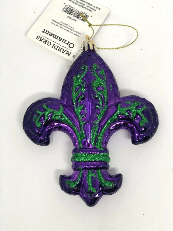 3 Mardi Gras Holiday Clip-On Bird Ornaments Gold Purple Green