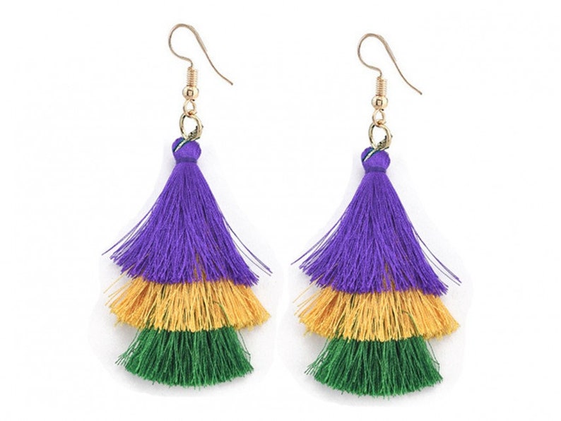 mardi gras tassel earrings