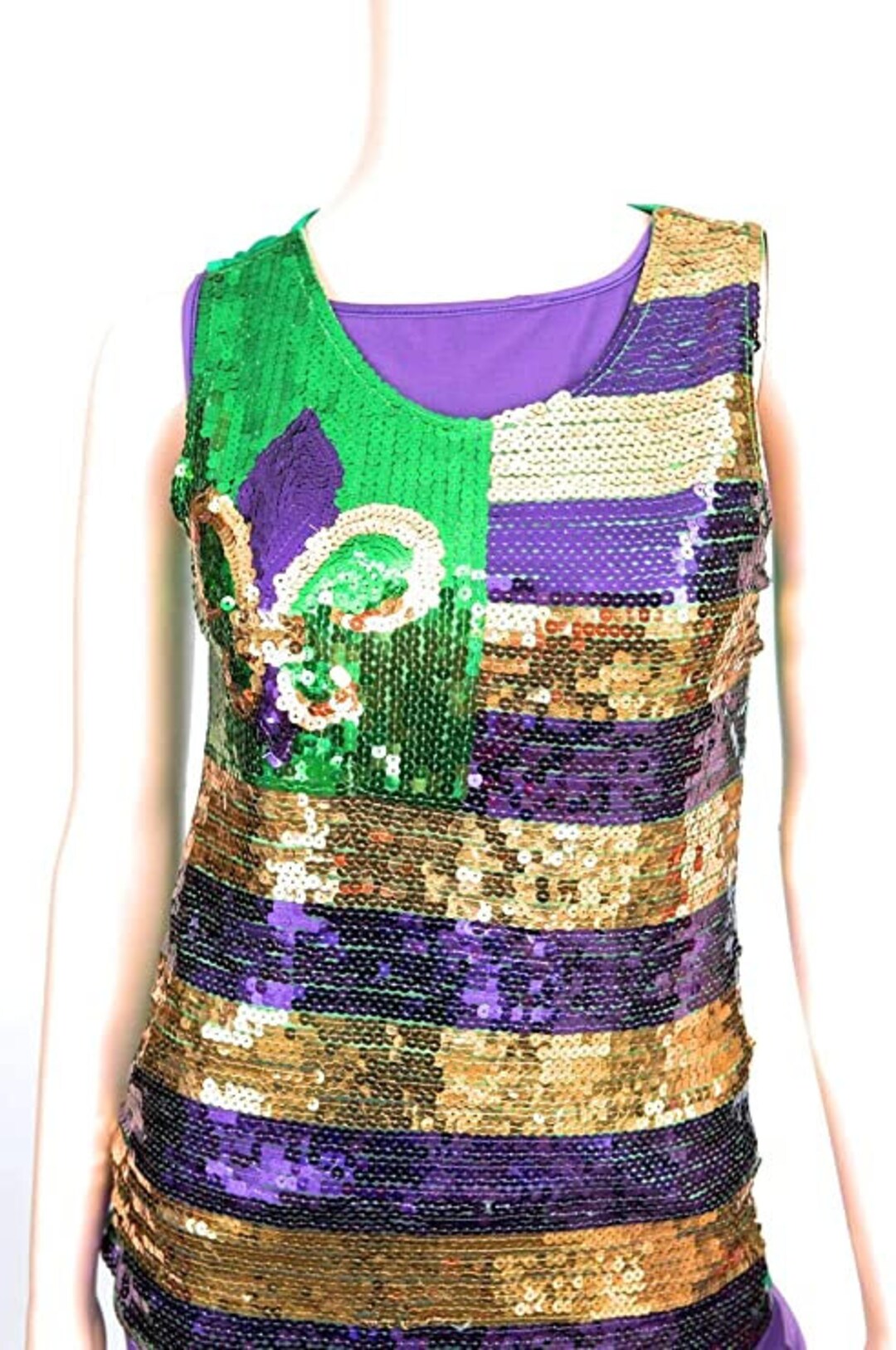 Mardi Gras Sequin Sequence Ball Top Blouse Shirt LARGE Purple Etsy