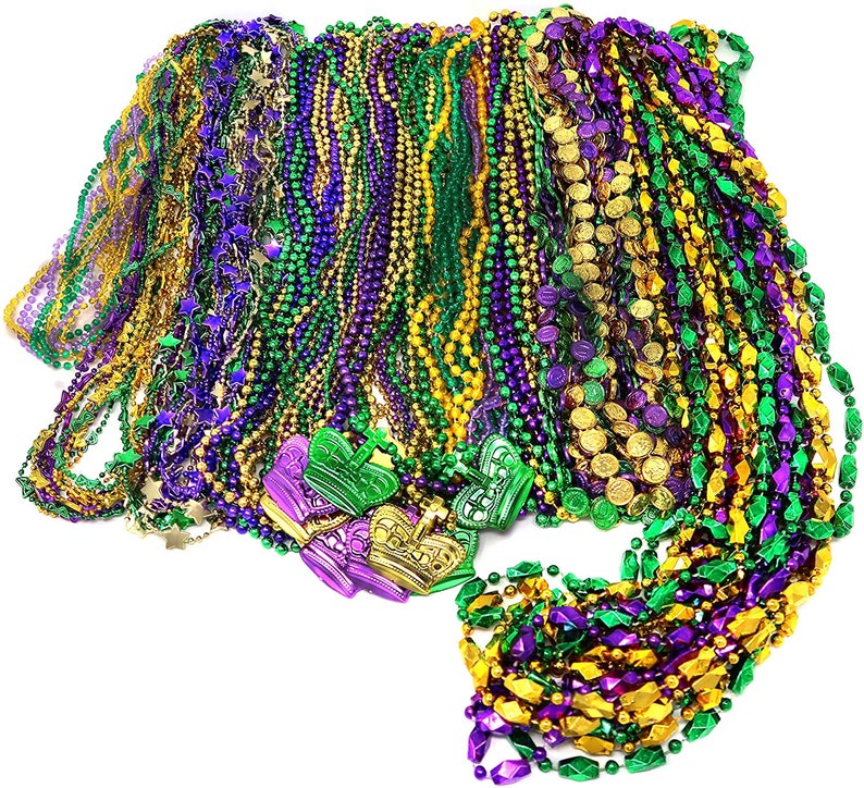 MYSTERY BOX Mardi Gras Beads Assortment Party SUPPLY home decorations Bead doubloons Necklace Assortments Throw Beads Carnival Fat Tuesday