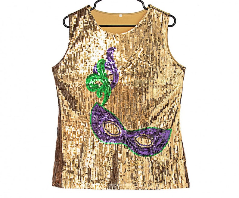 black sequin mardi gras shirt