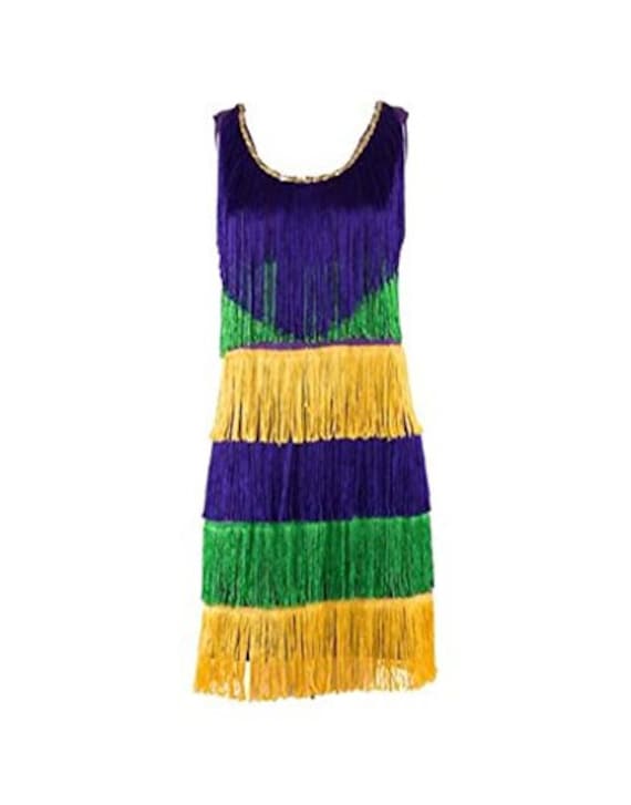 Mardi Gras Fringe Party Dress Large Sexy Masquerade Costume Etsy 