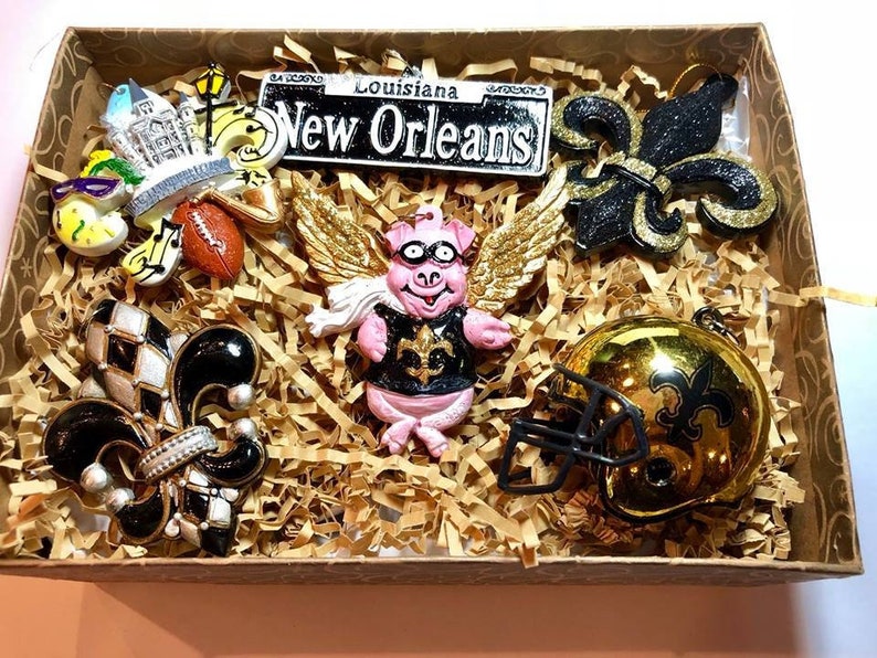 New Orleans SAINTS Christmas Holiday Ornament GIFT BOX Etsy