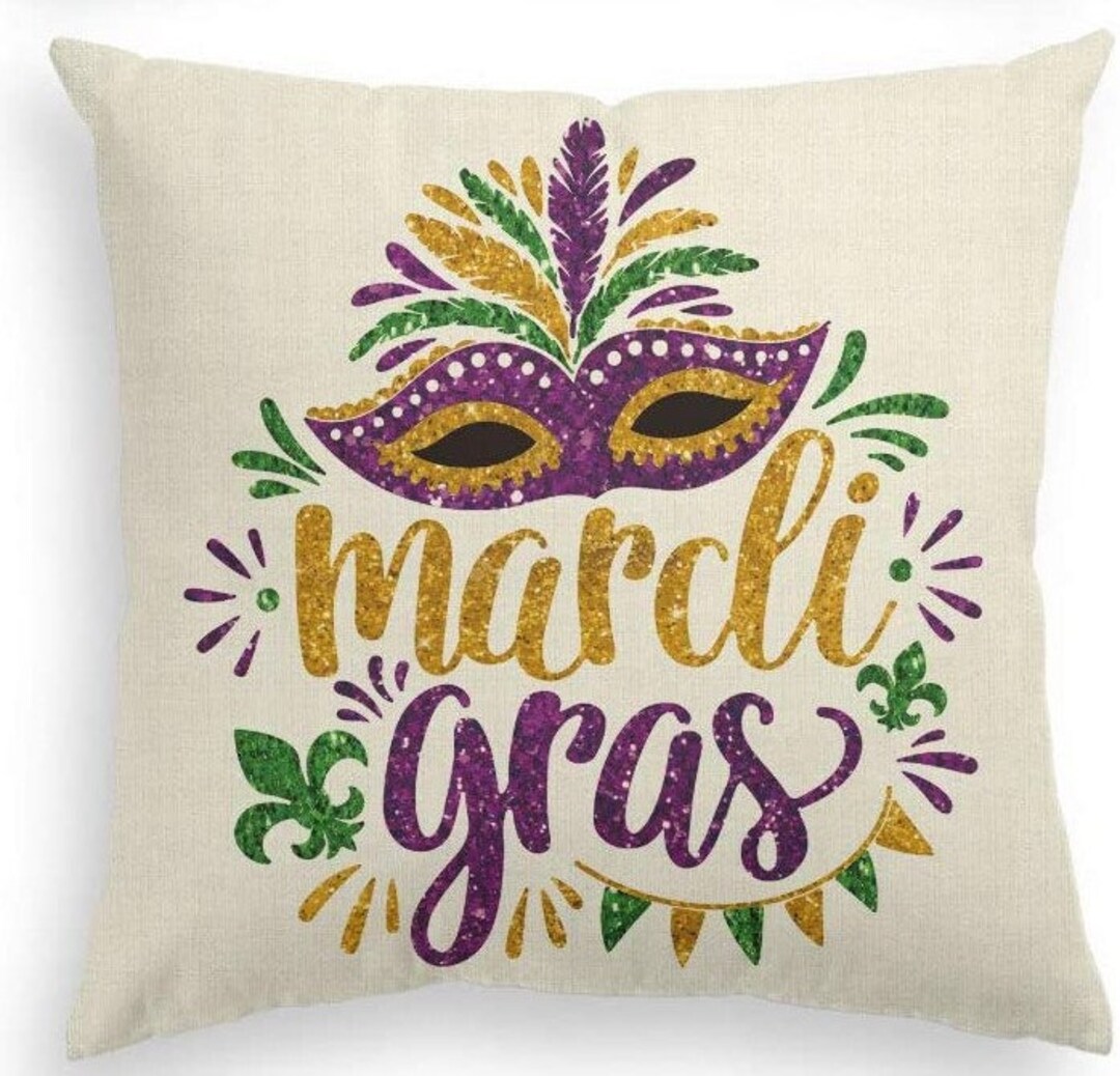 Mardi Gras Pillow Cover this Girl Needs a Drink Etsy