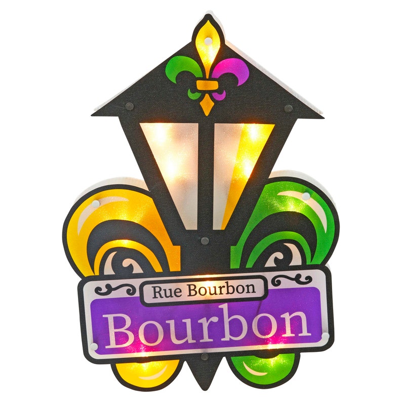 Flame Glow Mardi Gras Bourbon Street Fleur De Lis Sign St Lamp Etsy