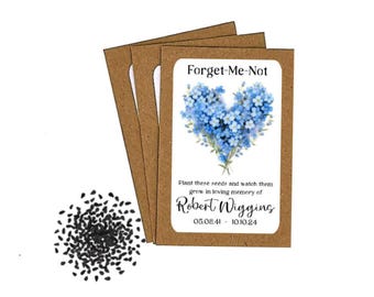 40 Personalised Funeral Forget Me Not Seed Packets Envelopes with Seeds - Loving Memory Memorial Remembrance Favours Keepsake