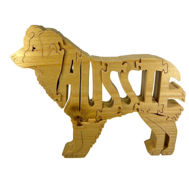 Australian Shepherd Dog Wooden Puzzle, Made in USA, Made in Poplar