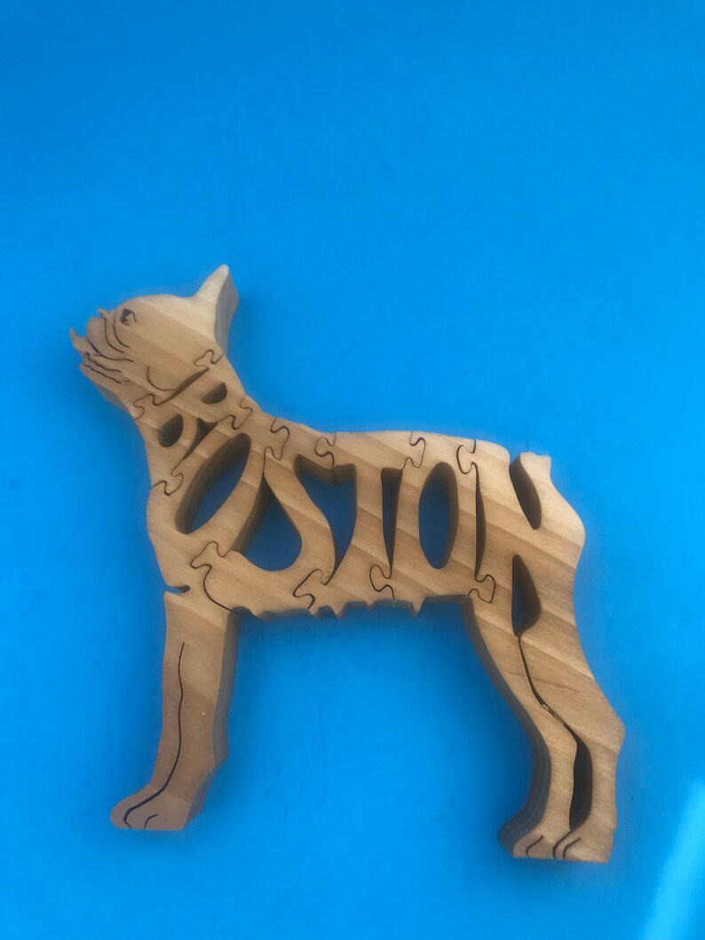 Boston Terrier Wooden Dog Puzzle, Customizable, Made in USA, Made From