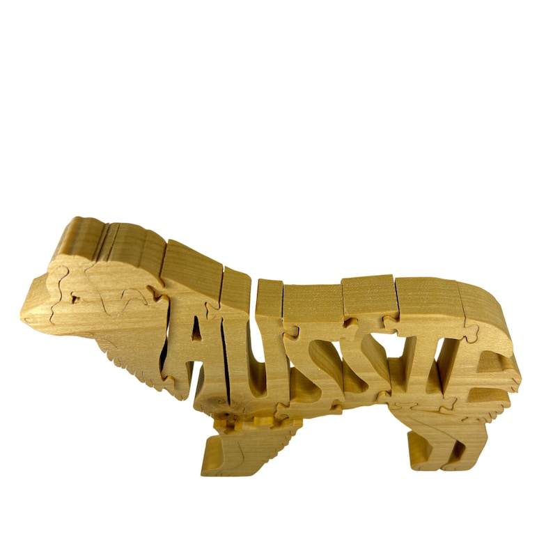 Australian Shepherd Dog Wooden Puzzle, Made in USA, Made in Poplar