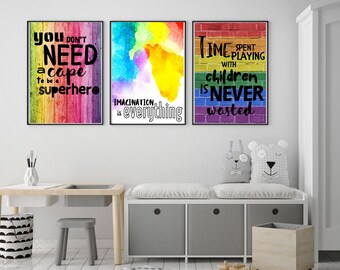 KIDS RAINBOW Wall Decor / Kids Bedroom / Playroom / Nursery Decor / Wall Art Quotes  / Children's Wall Print / Home Decor / Kids Prints