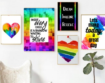 KIDS RAINBOW Wall Decor / Kids Bedroom / Playroom / Nursery Decor / Wall Art Quotes  / Children's Wall Print / Home Decor / Kids Prints