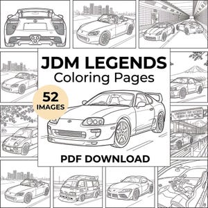 JDM Legends Minimalistisk Linjekonst – Digital Nedladdning, Japanska Bilmålarbilder, Rena Illustrationer