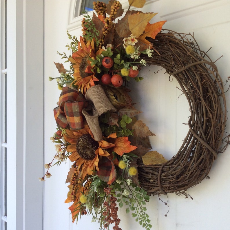 Fall Wreath-Sunflower Wreath-Rustic Wreath-Country | Etsy
