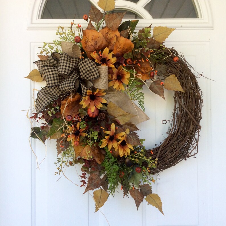 Summer Fall WreathAutumn Door WreathFarmhouse WreathRustic Etsy