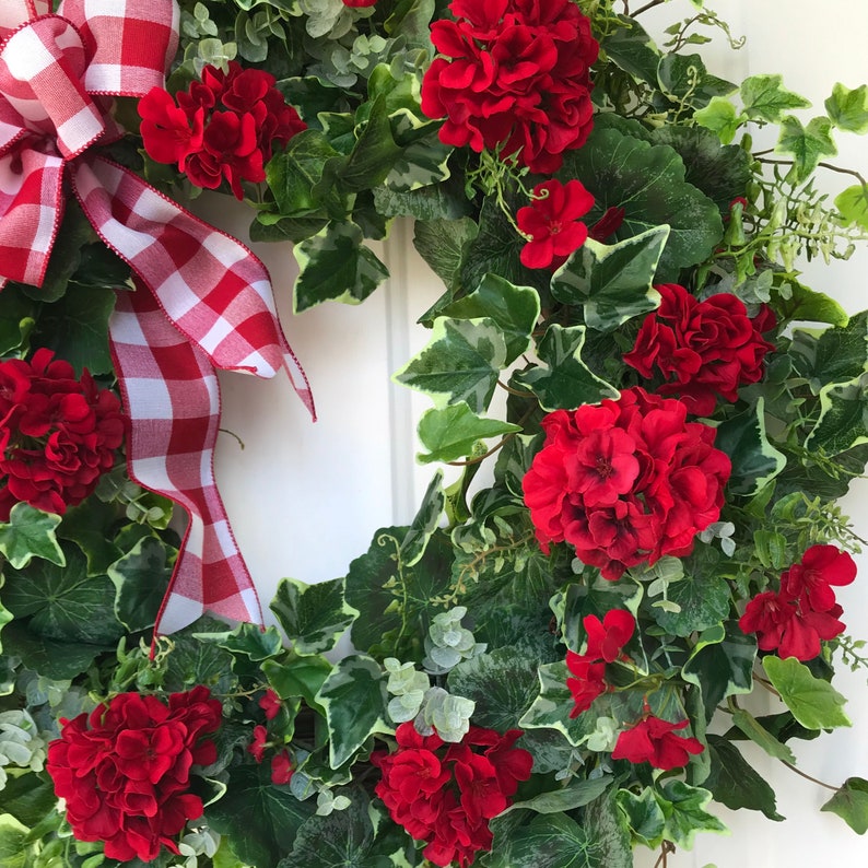 Large REALISTIC Red Geranium Wreath for Front Dooramericana Etsy