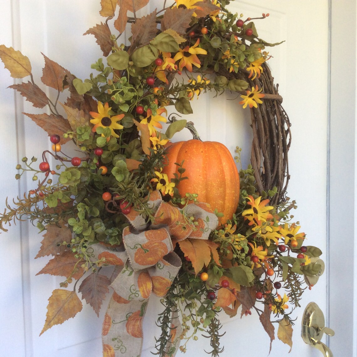 Fall Wreaths Pumpkin Wreath Front Door Decor Autumn | Etsy