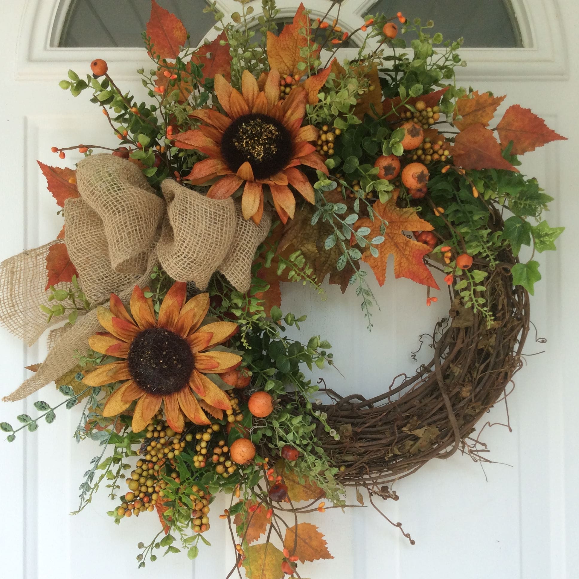 Fall Door WreathSunflower WreathRustic WreathCountry Etsy