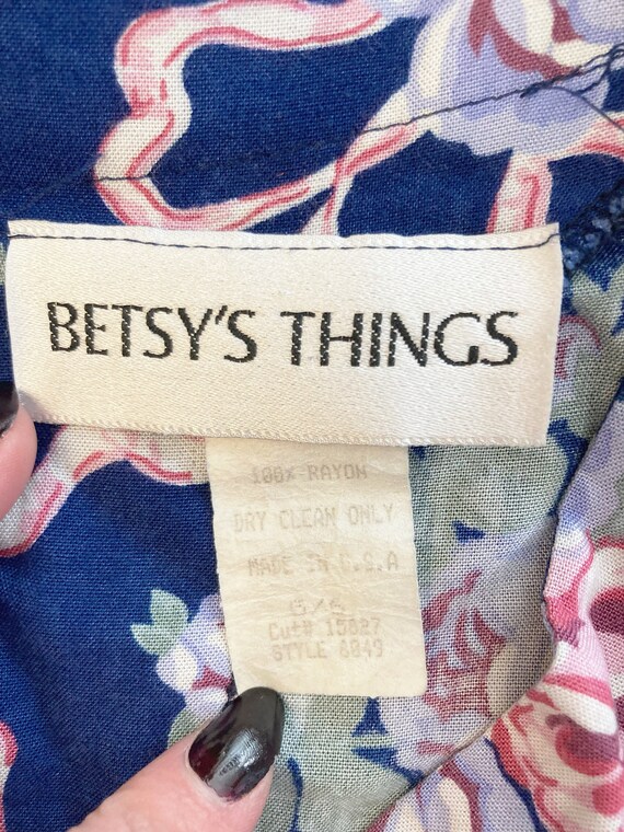 Gorgeous c. 1980s does 1940s 1950s navy blue, pin… - image 2