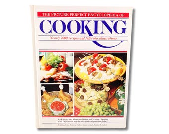 Enciclopedia de cocina perfecta, libro de cocina de tapa dura ~ Guía práctica culinaria vintage de los años 80 con fotos a color de gran tamaño, ideas para comidas y recetas.