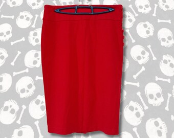 Sexy red pencil skirt ~ Catherine Malandrino 1990s 2000s Y2K does 1940s 1950s bodycon stretchy skirt with buttons ~ Goth MEDIUM LARGE sz 10