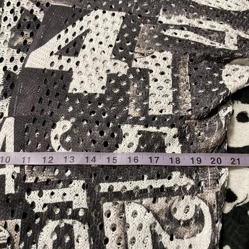 Vintage White Grey Black Number Print Open Weave Long Cardigan ~ via ...