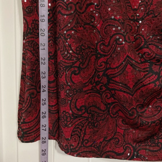 Gorgeous dark red black floral lace paisley print… - image 6