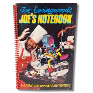 Vintage Joe Easingwood's Joe's Notebook spiralna książka kucharska ~ Rzadkie wydanie rocznicowe z lat 80. XX wieku, kanadyjska książka kucharska z przepisami w miękkiej oprawie