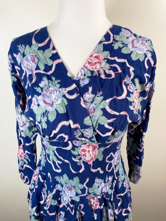Gorgeous c. 1980s does 1940s 1950s navy blue, pin… - image 6